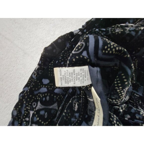 French Laundry Women Whimsigoth Velvet Blouse Top XL Black Long Sleeve Button Up - Picture 4 of 7